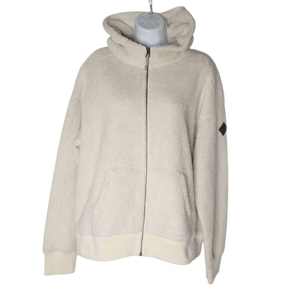 Burton Women's Lynx Full Zip Fleece Jacket L‎ Creme Brulee Snowboard Hooded - Picture 1 of 8
